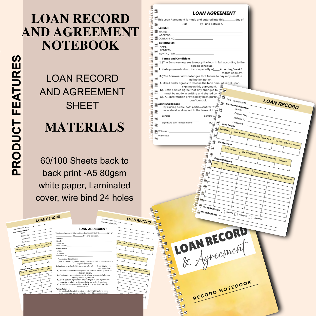Loan Record & Agreement Notebook A5 | Payment & Lending Tracker Log Book